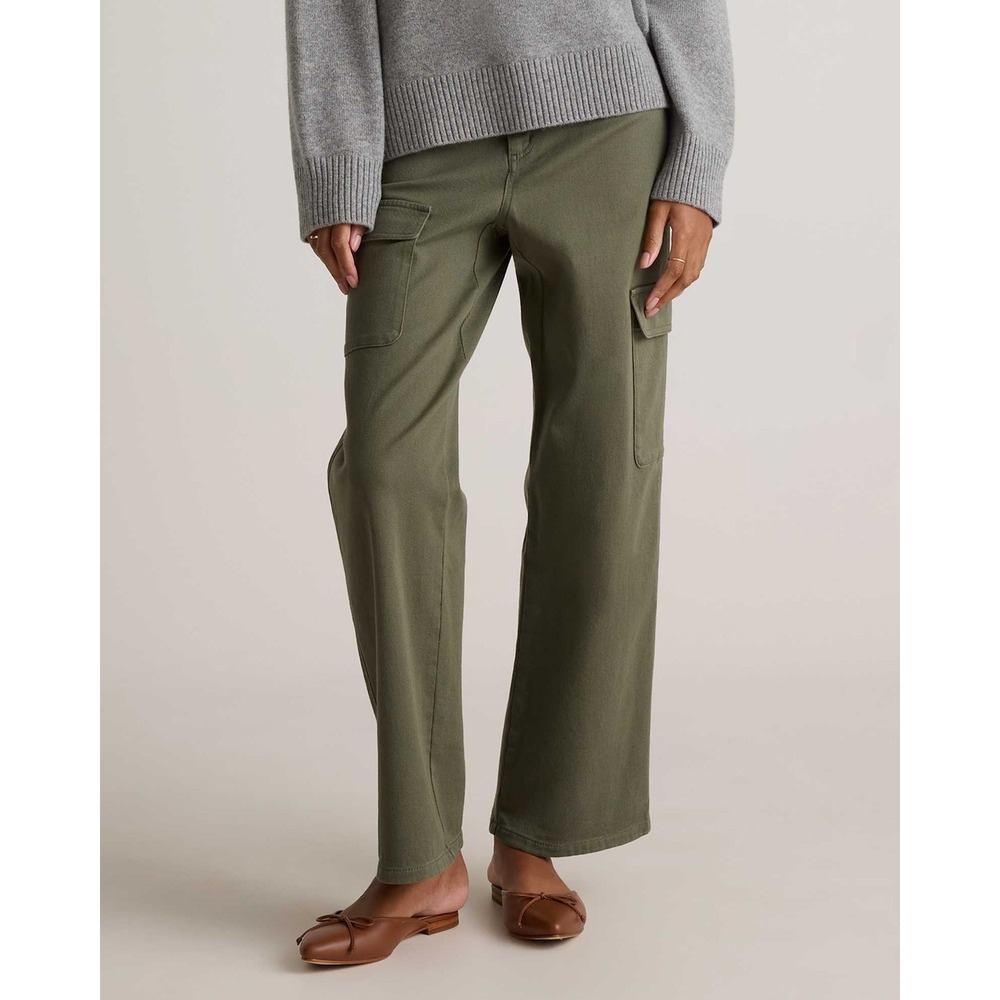 Quince Organic Stretch Cotton Twill Cargo Pants Loden Green Women's 12 Fall